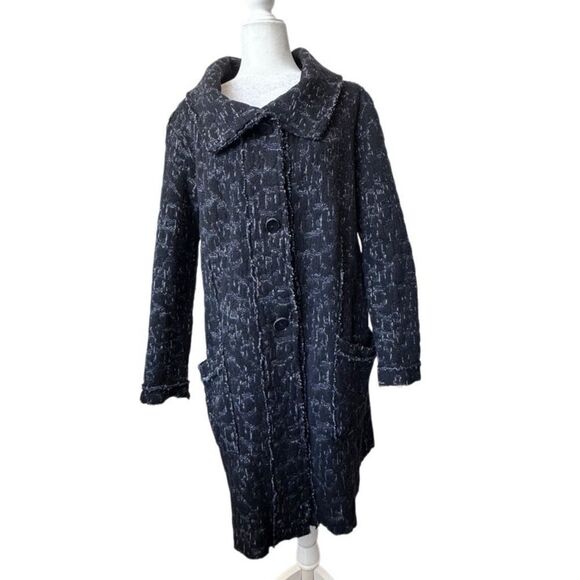 Transit Par Such Black Duster Cardigan Large Collar Pockets Sweater Size Small - Picture 9 of 9